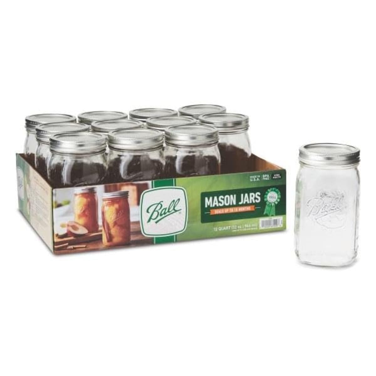 Ball Regular Mouth Glass Mason Jars with Lids and Bands, Used for Canning (Half Pint, 8 Ounce (Pack of 6))