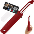 GORILLA GRIP® Patented BPA-Free Vegetable Peeler, Extra Sharp Swivel Stainless Steel Blades with Guard, Comfortable Soft Handle, Easily Peel Carrots or Fruit, Potato Eye Remover, Dishwasher Safe, Red