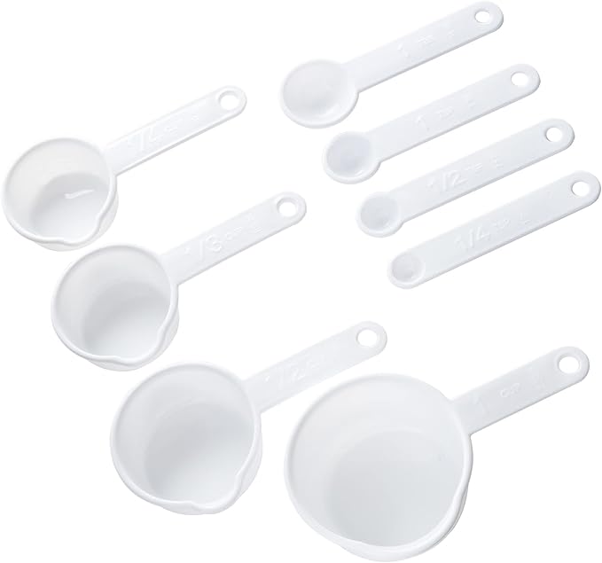 Chef Craft Select Plastic Measuring Set, 8 Piece Set, White