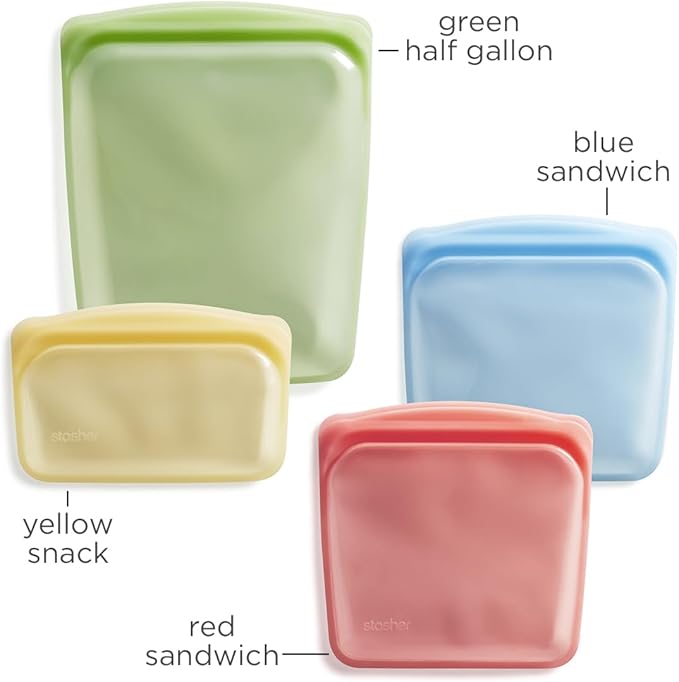 Stasher Premium Reusable Silicone Food Storage Snack Bags, 3-Pack, Artivism