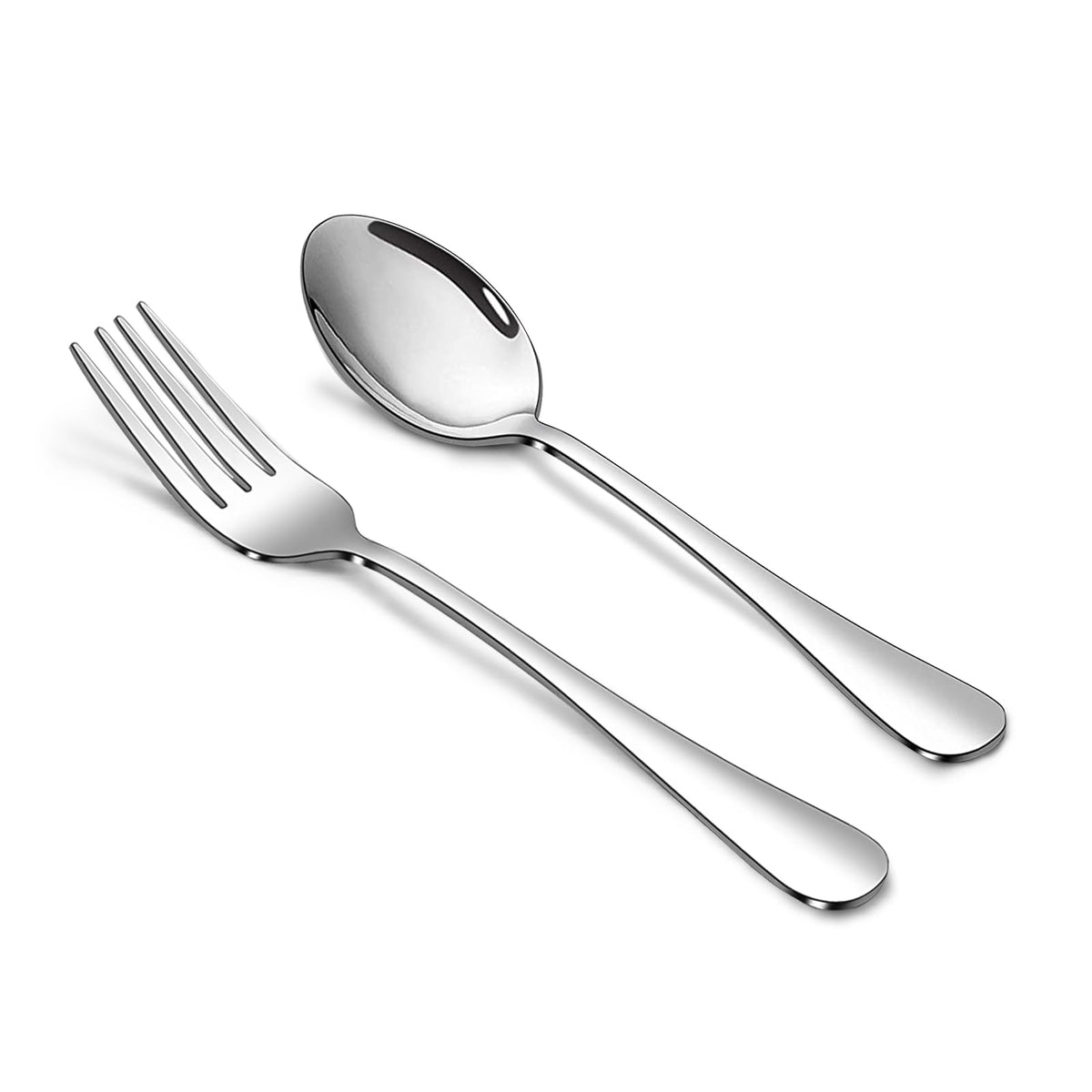 Forks and Spoons Set, 6PCS 6.7" Salad Forks and 6PCS 6.7" Soup Spoons, Stainless Steel Silverware set of 12, Mirror Polished & Dishwasher Safe