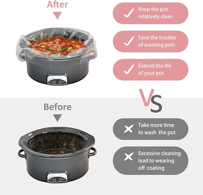 ebelbo Large Size 36 Count Slow Cooker Liners, BPA-Free