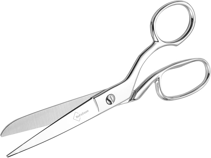BoFuYuan Professional Stainless Steel Fabric Scissors 8 Inch Chrome Silver