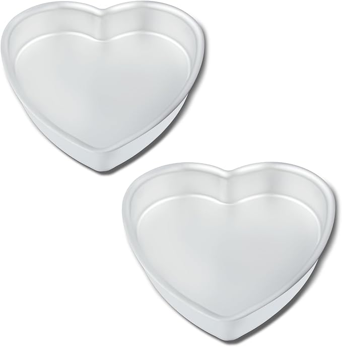kefyixc 10 Inch Heart Shaped Cake Pans,2 Inch Deep,Aluminum Heart Shaped Cake Pan,Safe Oven,Suitable for party, birthday, gathering, other occasions cake (10 x 2 Inch,Set of 2)