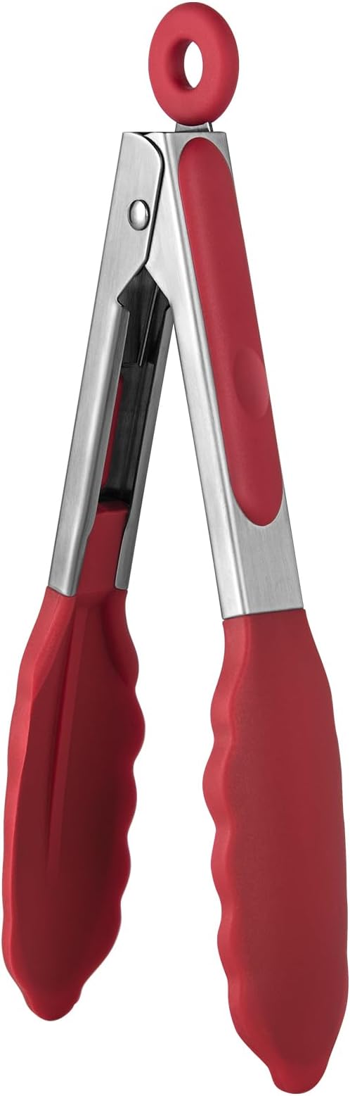 U-Taste Kitchen Tong for Cooking, 600ºF Heat-Resistant Silicone, 7in/Red