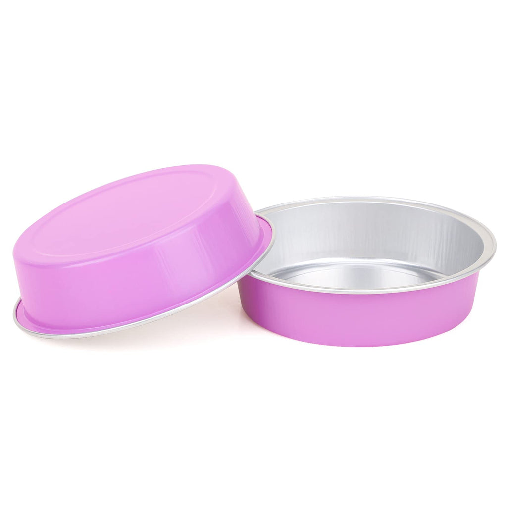 Beasea Disposable Mini Pans with Lids, 100 Pack 4” 8oz Light Pink Aluminum Baking Foil Tins Round Small Tart Container for Individual Cupcake Dessert Muffin Ramekin Cheesecake Quiche Oven Dishes