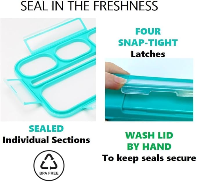 kinsho Bento Lunch Box, Ice Pack Insulated Bag for Kids, Boys, Girls, Teal