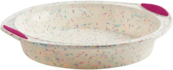 Trudeau 8x8in Confetti Silicone Cake Pan – Reinforced Hybrid of Flexible Silicone and Hard Lining for Shape Stability – Nonstick, BPA Free, Oven Safe to 428°F, and Dishwasher Safe