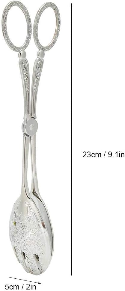 Buffet Tongs Zinc Alloy Salad Tong Kitchen Tong Serving Non-Slip Cooking Tongs(Sliver)