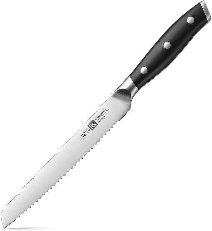 Klaus Meyer 6 Inch Serrated Utility Knife, Bread and Tomato Knife(Black)