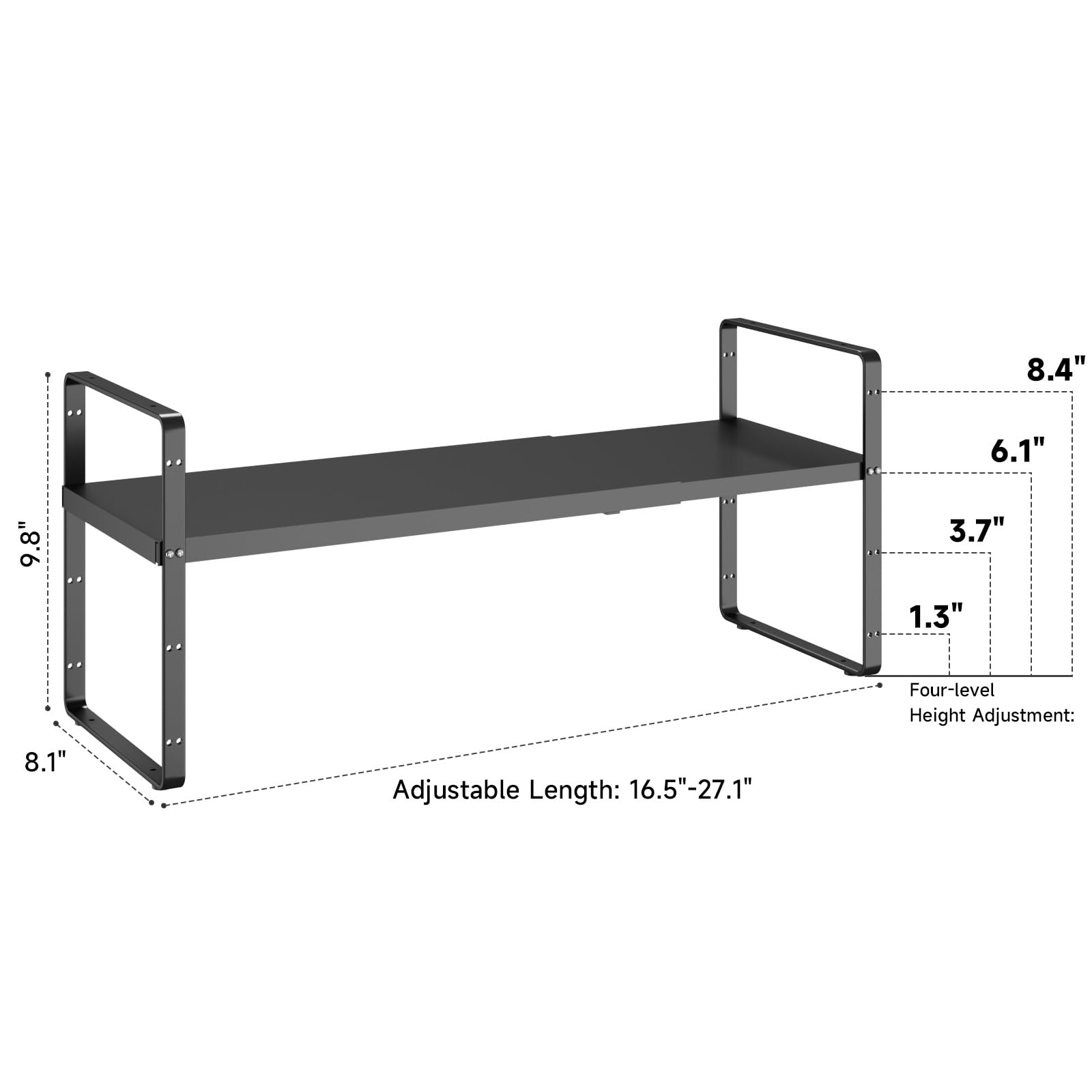 taiheis 16.5~27.1" Expandable Shelf，2Pack 8.1" Wide Adjustable Height Cabinet Shelves，Black