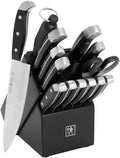 HENCKELS Premium Quality Statement 15-Piece Knife Set with Block and Knife Sharpener, Razor-Sharp, German Engineered Knife Informed by over 100 Years of Masterful Knife Making, Black Block