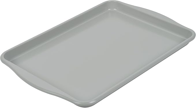 Bakeley 15-Inch Baking Sheet Pan, Non-Stick Jelly Roll Carbon Steel Naturally Slick Ceramic Coating Rimmed Cookie Sheet Pan for Oven Roasting Meat Bread - 15" x 10"