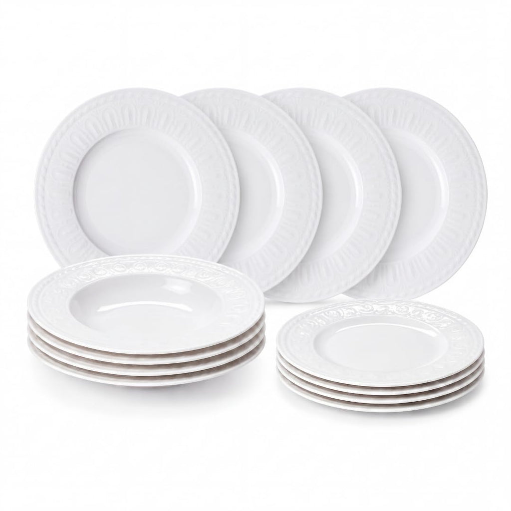 Villeroy & Boch Cellini 12 Piece Dinnerware Set, White, Service for 4