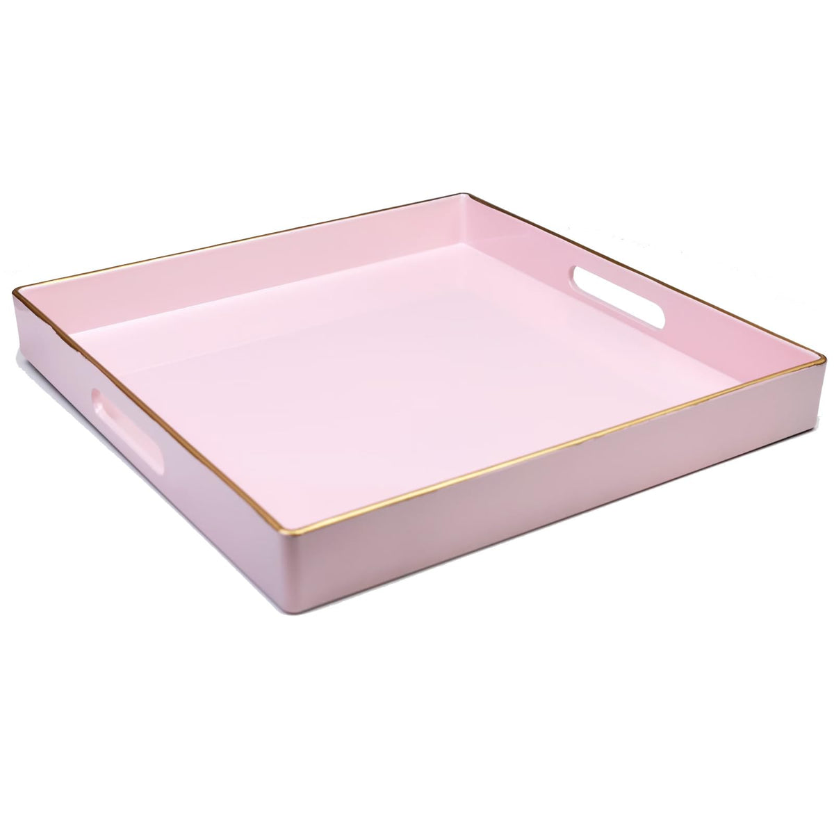 Spsyrine Green Decorative Serving Tray with Handles, Elegant Plastic Coffee Table Tray for Ottoman, Living Room, Home Decor 15.6" X 10.2"