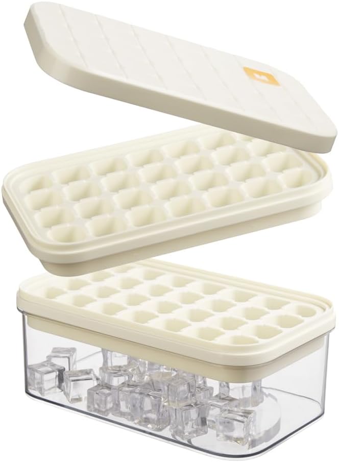 Brigii Ice Cube Tray with Lid & Storage Bin, 56 Cubes Ice Trays for Freezer