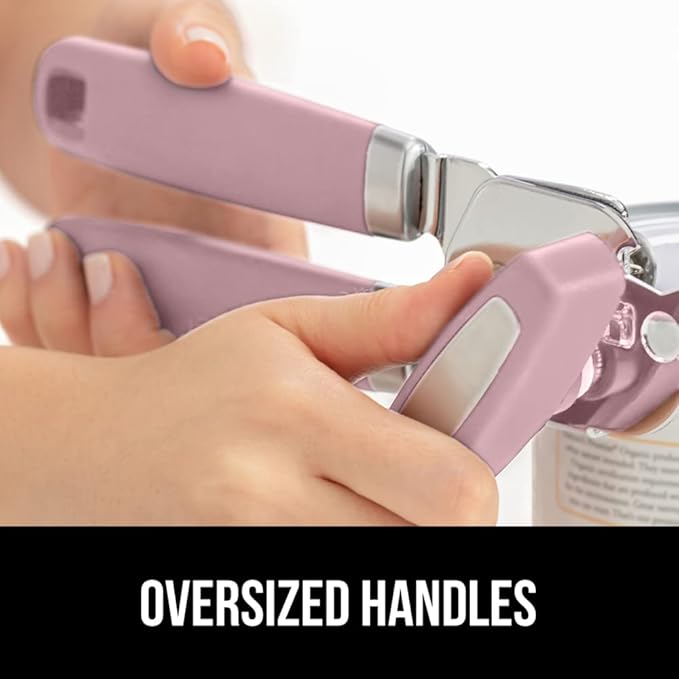 GORILLA GRIP Original Model Stainless Steel Smooth Edge Manual Can Opener and Bottle Openers, US Designed, Comfortable Handle, Oversized Handheld Turn Knob, Multifunctional Kitchen Tool, Pink