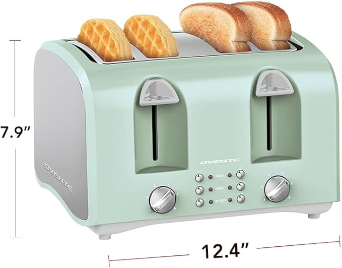 OVENTE Electric 4-Slice Toaster, 6-Shade Settings, Light Blue TS4410LBL