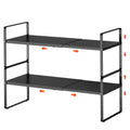 jkxoo 2pcs Expandable Cabinet Shelf Organizer, 16.5"~27''L, Black