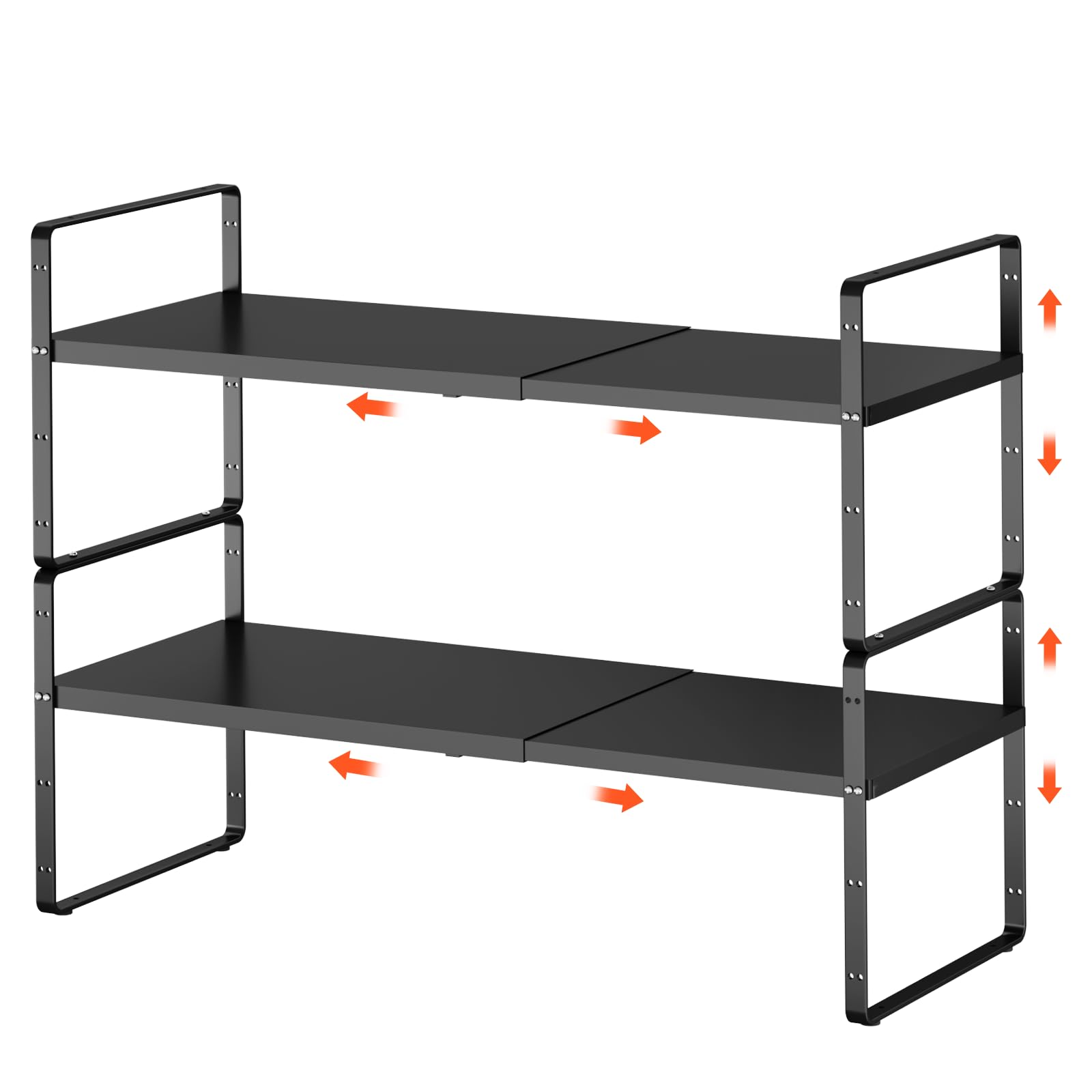 jkxoo 2pcs Expandable Cabinet Shelf Organizer, 16.5"~27''L, Black