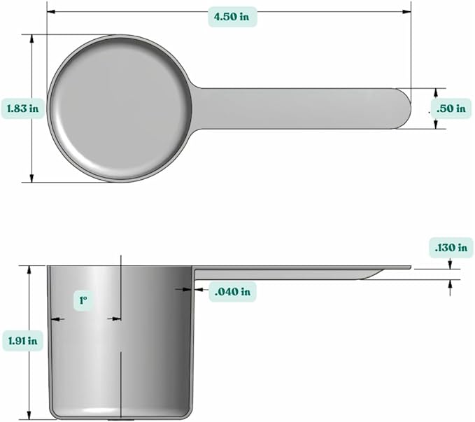 Supplement and Supply 70 mL (2.37 Oz. | 4.73 Tablespoon) Long Handle Plastic Measuring Scoop for Coffee, Protein Powder, Pet Food, Spices, Grains, Dry Goods – Food-Grade BPA-Free (Pack of 1)