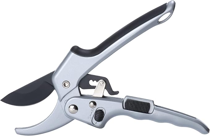 MEPEREZ Garden clippers, premium Germany pruners, Work 3 times easier, professional ratchet pruning shears, cutting rose, flower, hedge, stem, tree, Sharp gardening scissors, Arthritis weak hand snips