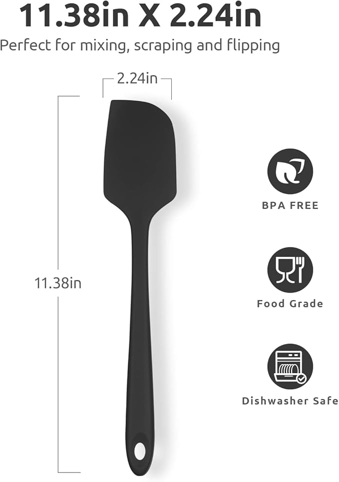 U-Taste Silicone Large Spatula, 480ºF High Temp Bowl Scraper, 11.38", Black