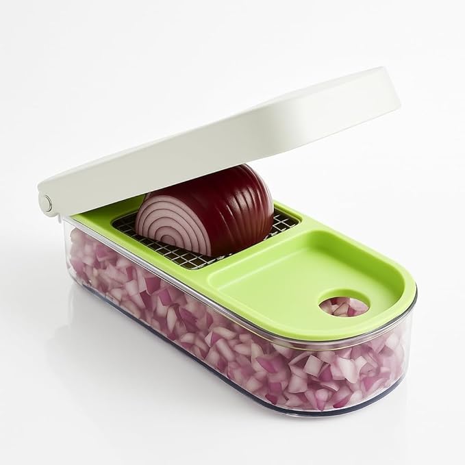 Vidalia Chop Wizard Vegetable Chopper – Original As Seen On TV Food Dicer with 2 Stainless Steel Blades, Large 2-Cup Container, Cleaning Tool, Dishwasher Safe Onion & Vegetable and Fruit Cutter