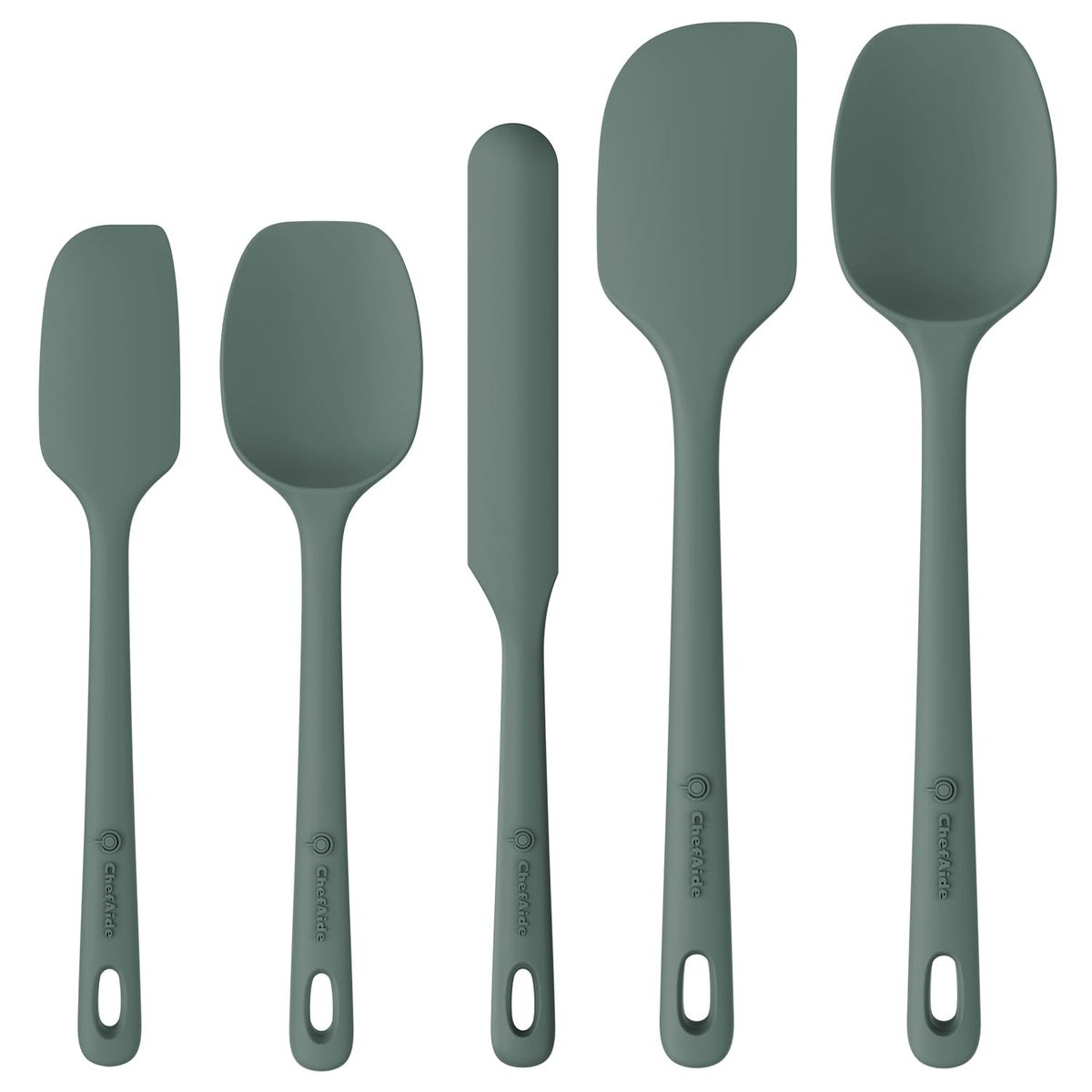 ChefAide 5 Pieces Silicone Spatulas Set, Heat Resistant Rubber Spatula