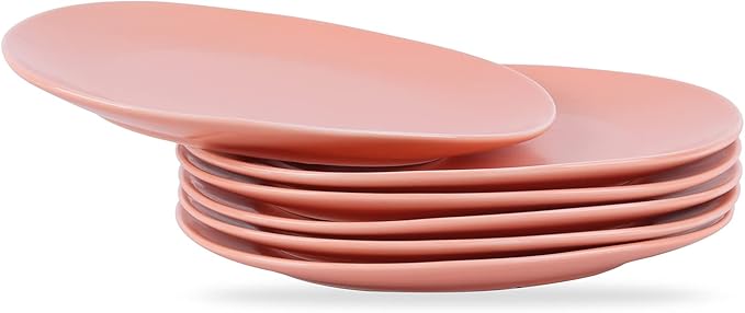 Stone Lain Delilah Salad Plate 6-Piece Dish Set, Porcelain, Peach