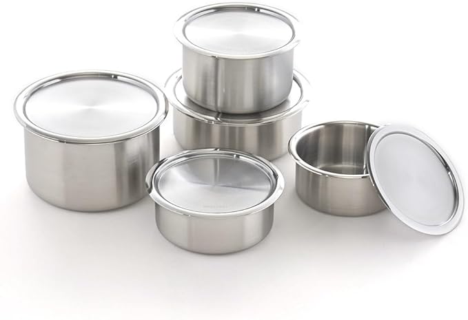EVERSTEN CaKE 5PCS Stainless Steel Food Storage Containers With Lids 5PCS Canister Set Kitchen Appliances Dishwasher Safe Premium South Korea