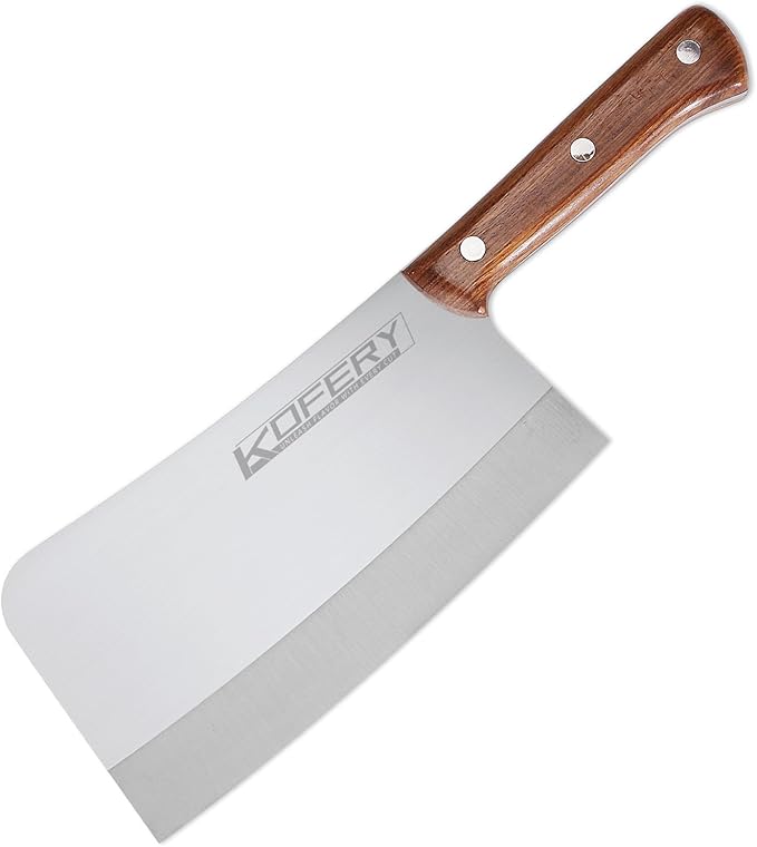 KOFERY 8.7-Inch Heavy Duty Meat Cleaver, Professional Butcher Knife and Large Bone Cutter, 7.5mm Thick Spine Full Tang Stainless Steel with Rosewood Handle, Commercial Chopping