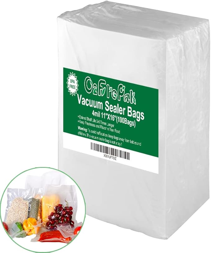 O2frepak 100ct Gallon 4mil 11"x16" Vacuum Sealer Bags BPA Free Sous Vide