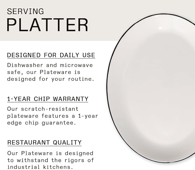 Made In Cookware - Serving Platter - White With Black Rim - Porcelain England