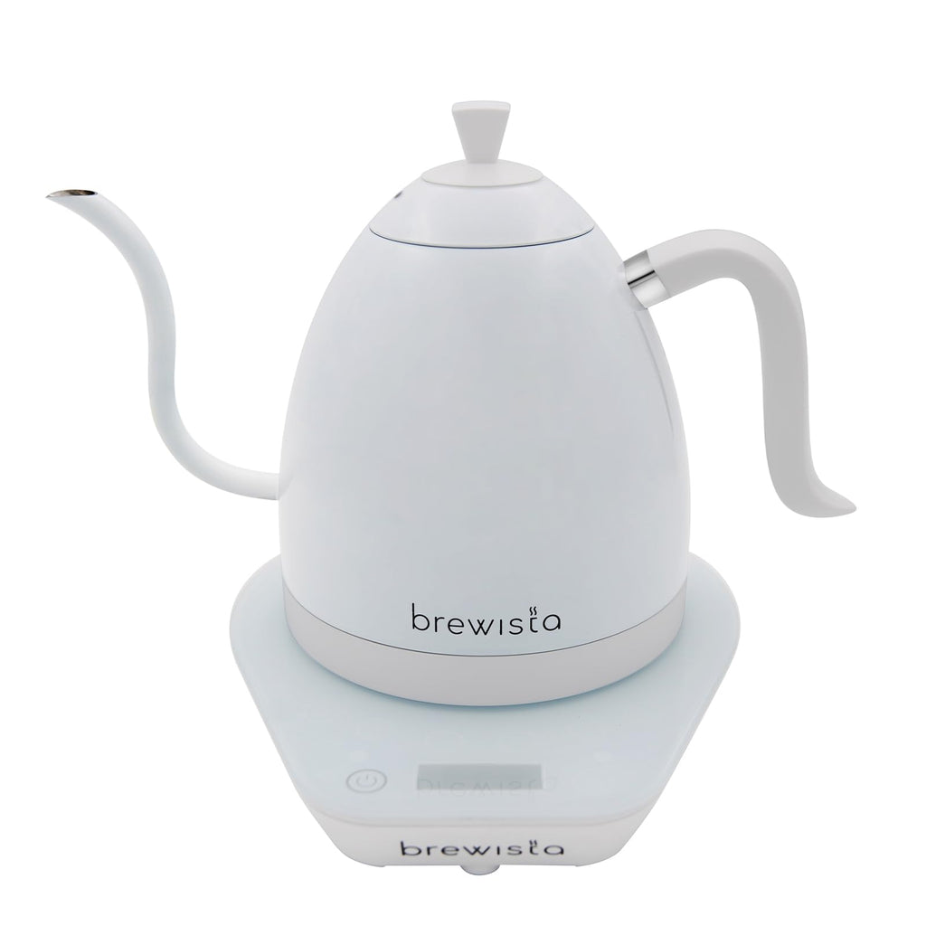 Brewista Artisan Electric Gooseneck Kettle, Water Boiler with LCD Panel, Precise Temperature Control, Fast Boiling and Keep Warm Settings for Pour-Over Coffee & Tea, Café, 1 Liter (All White)