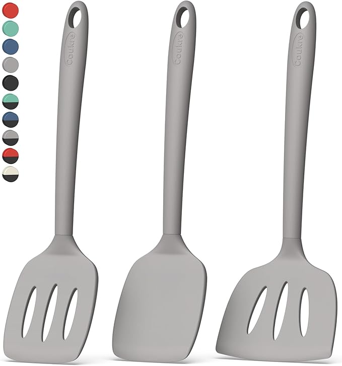 Coukre 3 Pack Silicone Spatula Set, Heat Resistant to 500°F, BPA-Free