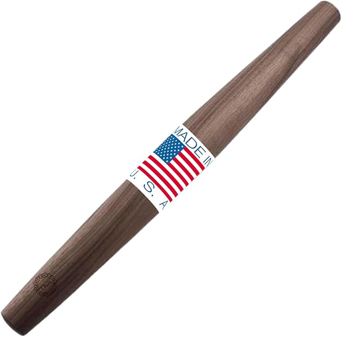 Black Walnut French Style Rolling Pin: Tapered Solid Wood Design. By Top Notch Kitchenware!