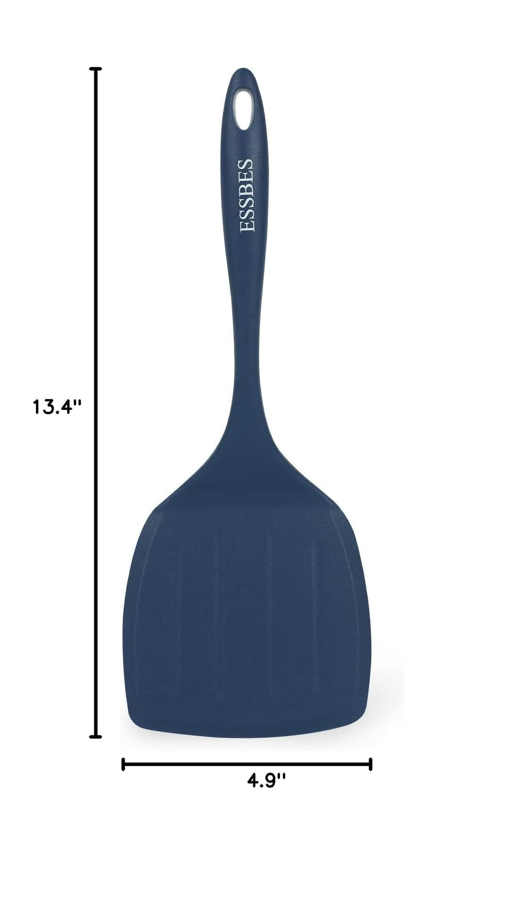 ESSBES Extra Large Silicone Turner - 600F Heat Resistant Nonstick Flexible Kitchen Spatula, BPA Free Dishwasher Safe Utensils, Nonslip Grips One Piece Cookware Suitable for Cooking Baking (Blue)