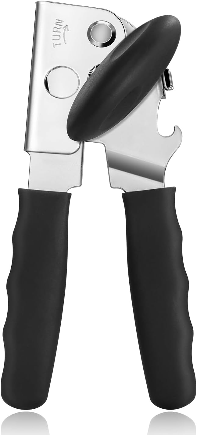 UHIYEE Heavy Duty Hand Can Opener with Comfortable Grip for Seniors, Black