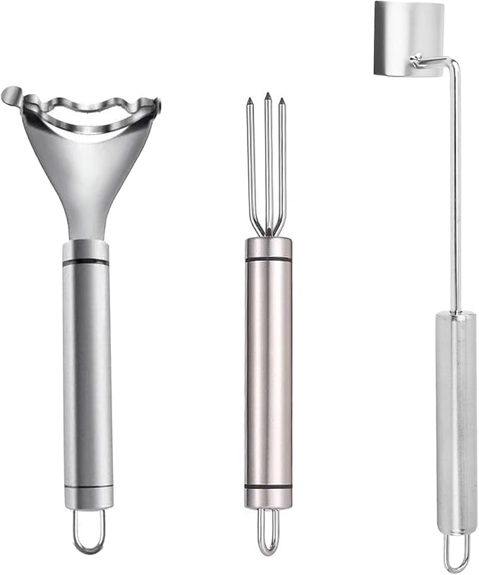 3 Pcs Corn Tool Set – 2026 Upgraded Corn Peeler for Corn on the Cob,Corn Holder, Corn Cob Stripper Tool,Multi-Use Corn Cob Stripper Tool for Home Kitchen, Outdoor Barbecues & Camping