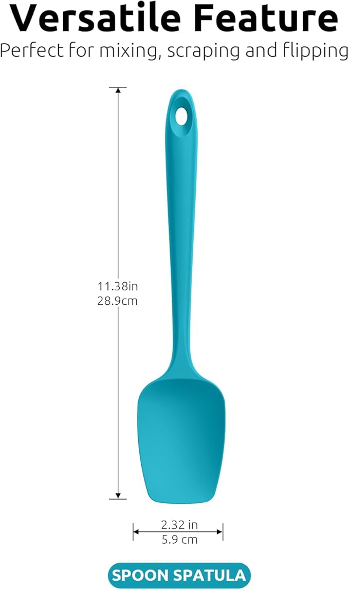 U-Taste Silicone Spoon Spatula Set of 3, 600°F Heat Resistant, Multicolor