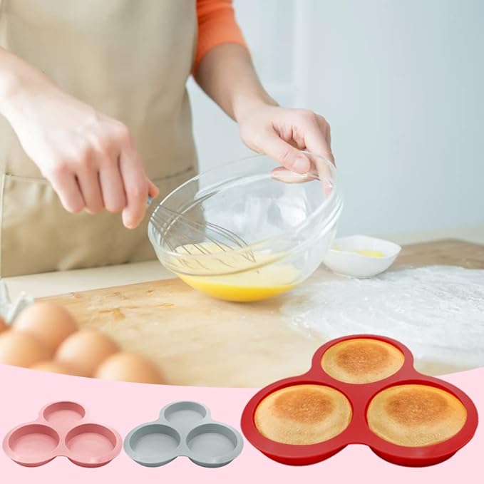 AIFUDA Nonstick Silicone Muffin Pans - 3 Cavity, 3 Pcs, Three Colors, Air Fryer Accessories for Fryers Above 6QT