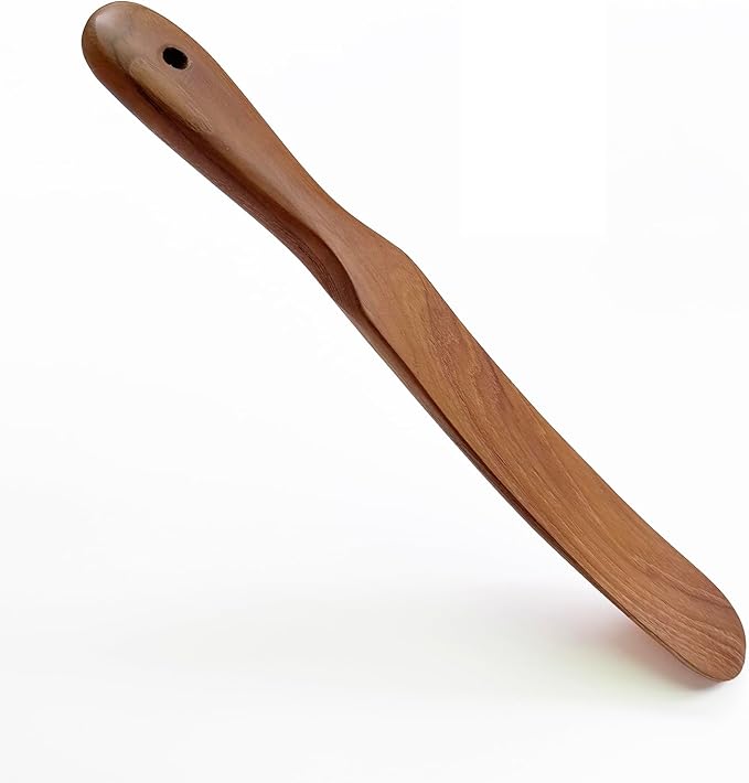 FAAY Teak Wooden Skinny Spurtle Spatula for Sourdough Starter & Jars