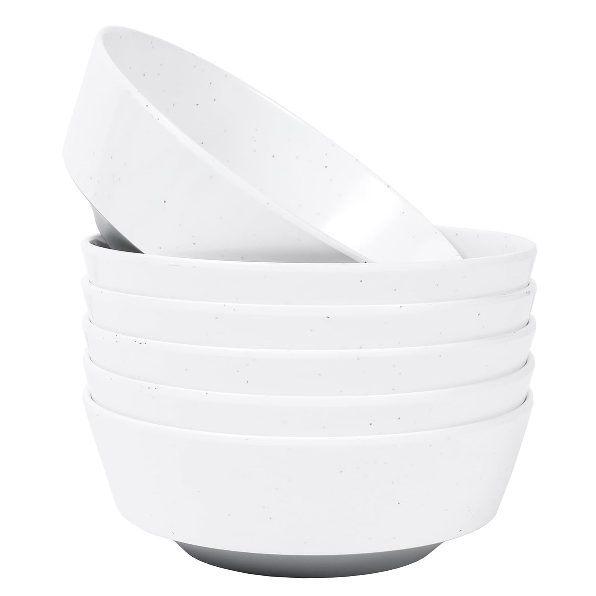 Webbylee 6-inch Melamine Bowls set of 6-20-ounce Dinnerware Cereal Bowls for Soup, Salad & Dessert | Dishwasher Safe & Space Saving(White/Grey)
