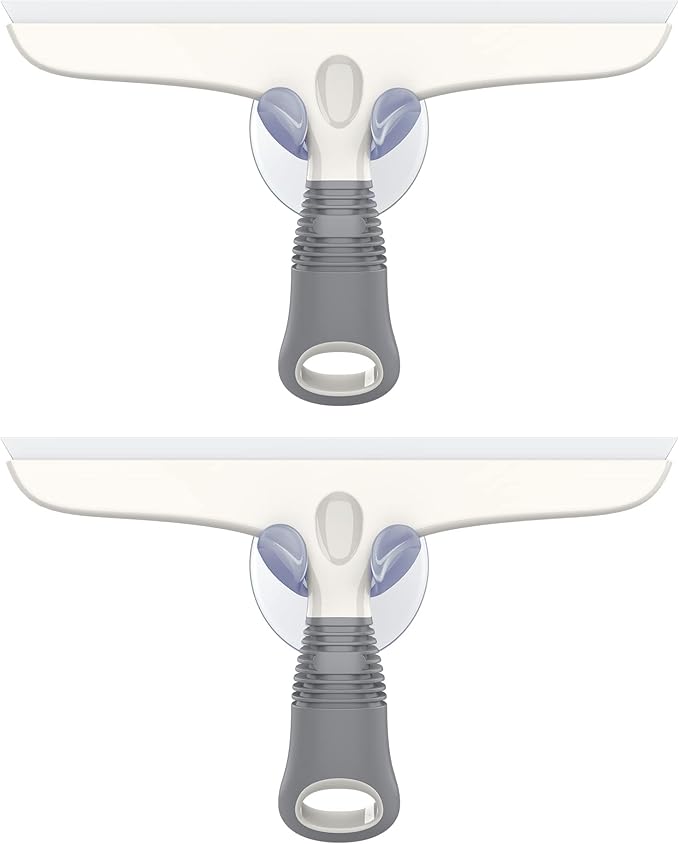 MR.SIGA Silicone Squeegee for Shower Doors, 10 inch, White & Gray, 2 Pack