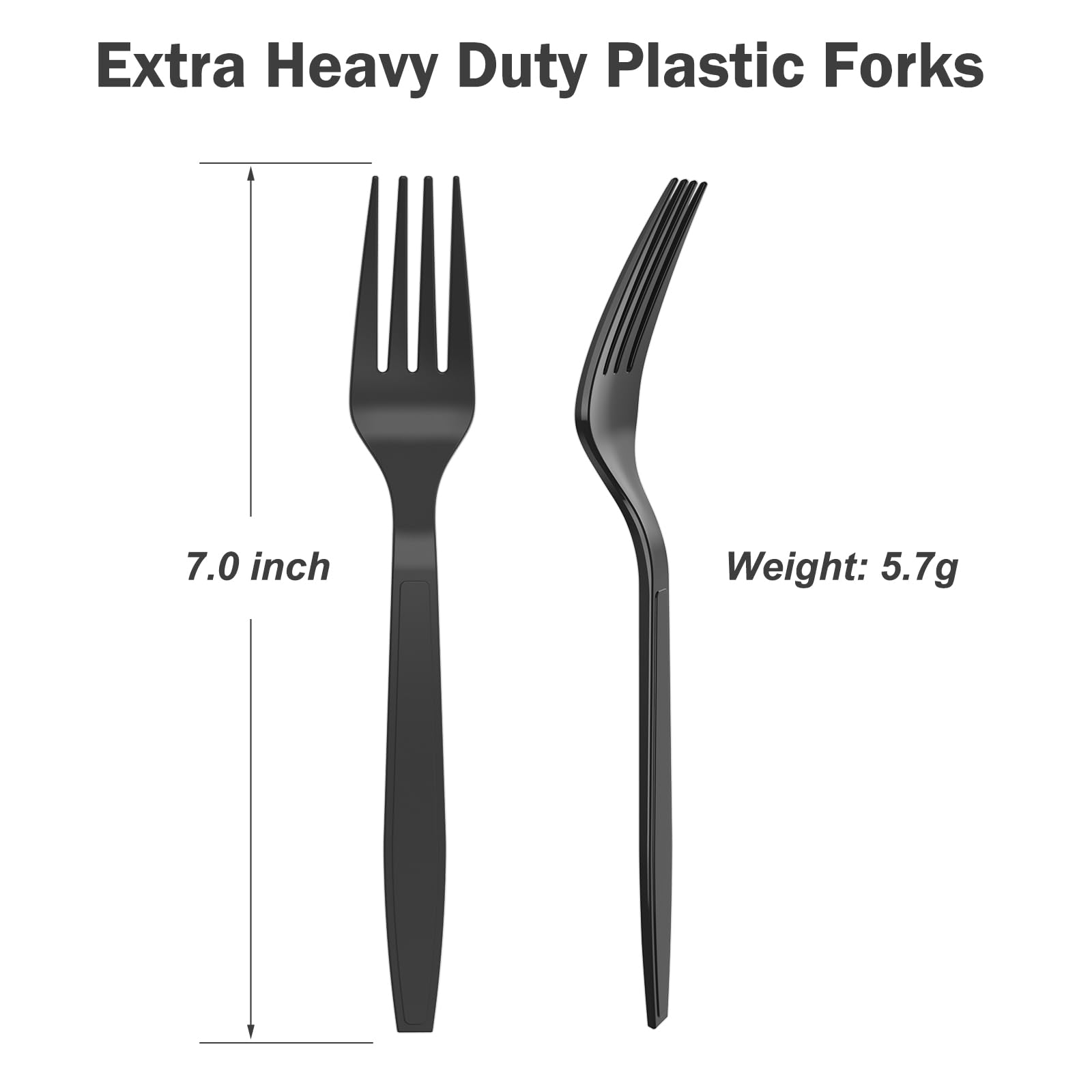 Dealusy 360 Count Extra Heavy Duty Black Plastic Forks Disposable, BPA-Free, Heat Resistant, Solid and Durable Disposable Forks Bulk, Premium Plastic Forks heavy duty for Party Supply