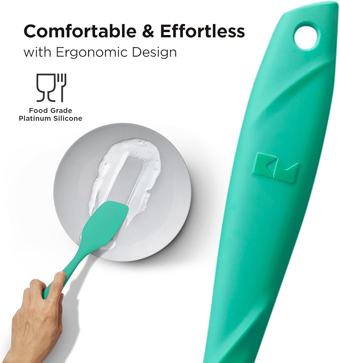 Kitchen Mama WaltzGrip Platinum Silicone Scraping Spatula, Teal