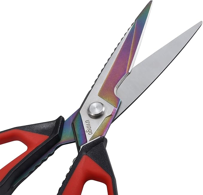 LIVINGO 9" Sharp Kitchen Scissors for Food Titanium Coated Stainless Steel
