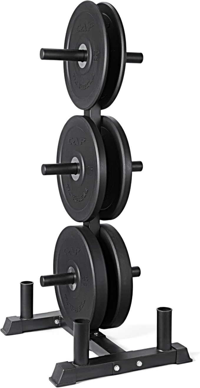 CAP 160lb Pro Olympic Bumper Plate Set with Storage Rack