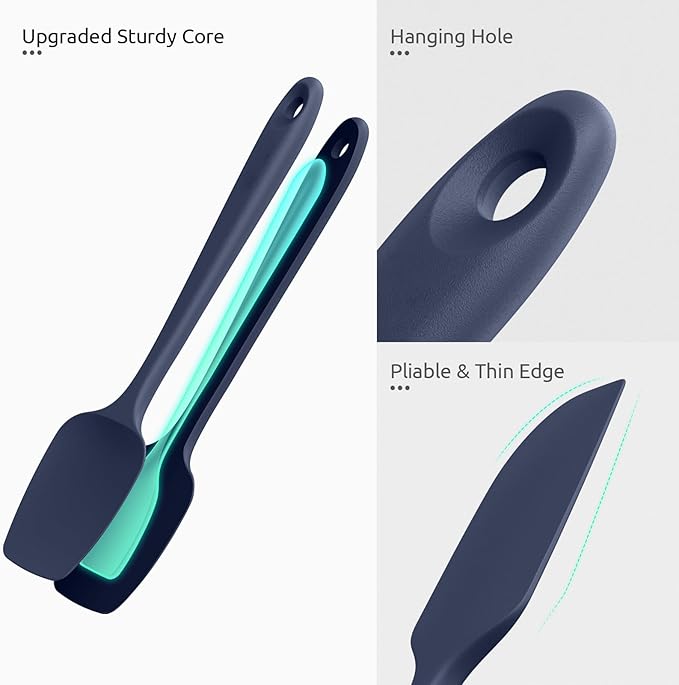 U-Taste Silicone Spatula Set, 600ºF High Heat Resistant, 3Pc, Midnight Blue